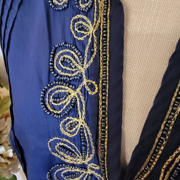 Lily Pulitzer Size Large Sarasota Navy Tunic with Beading and Embroidery - Picture 2 of 5